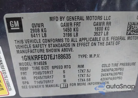 2014 Chevrolet Traverse Ls from USA, damaged, VIN 1GNKRFED7EJ188635